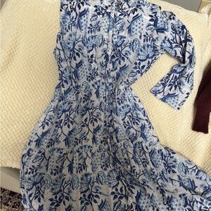 Blue and White Floral Dress